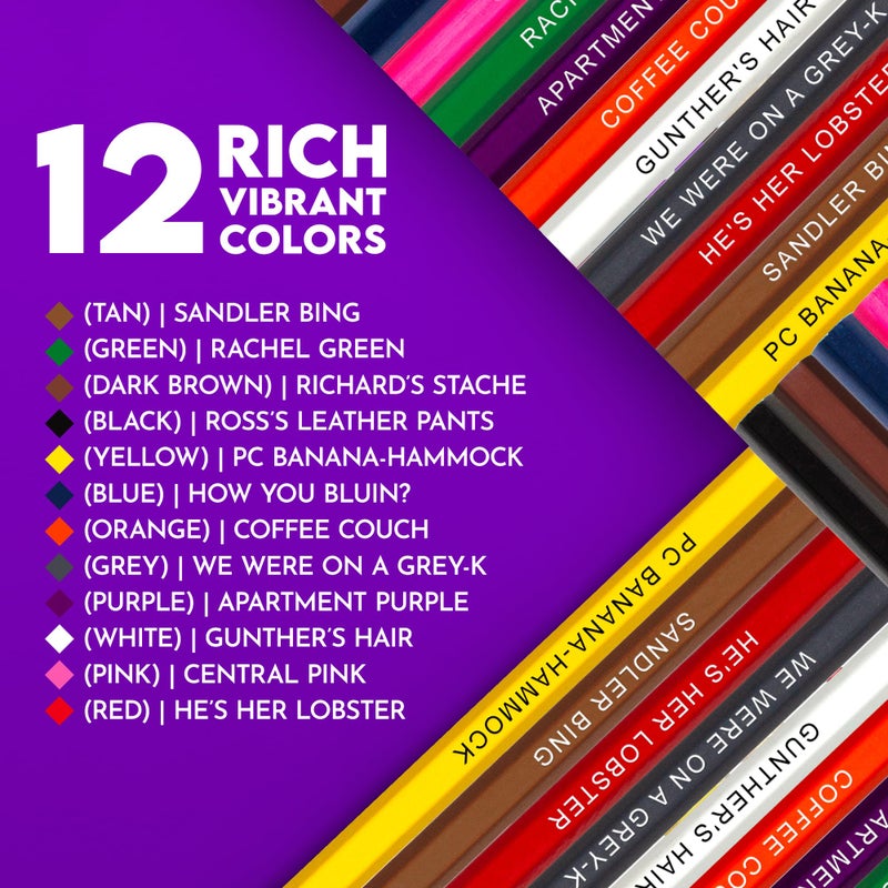 Pun Labs Colored Pencil Set â€“ 12 Soft Core Drawing Pencils, Foil-Stamped with Clever References â€“ Ideal Gift for Fans and Stationery Lovers â€“ Art & Office Supplies, Travel Colored Pencils for Adults - Image 2